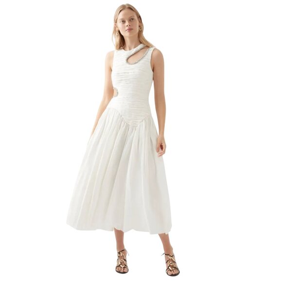 Aje Jolie Asymmetric Cutout Linen-blend Dress Size S/XS NEW - Picture 8 of 13